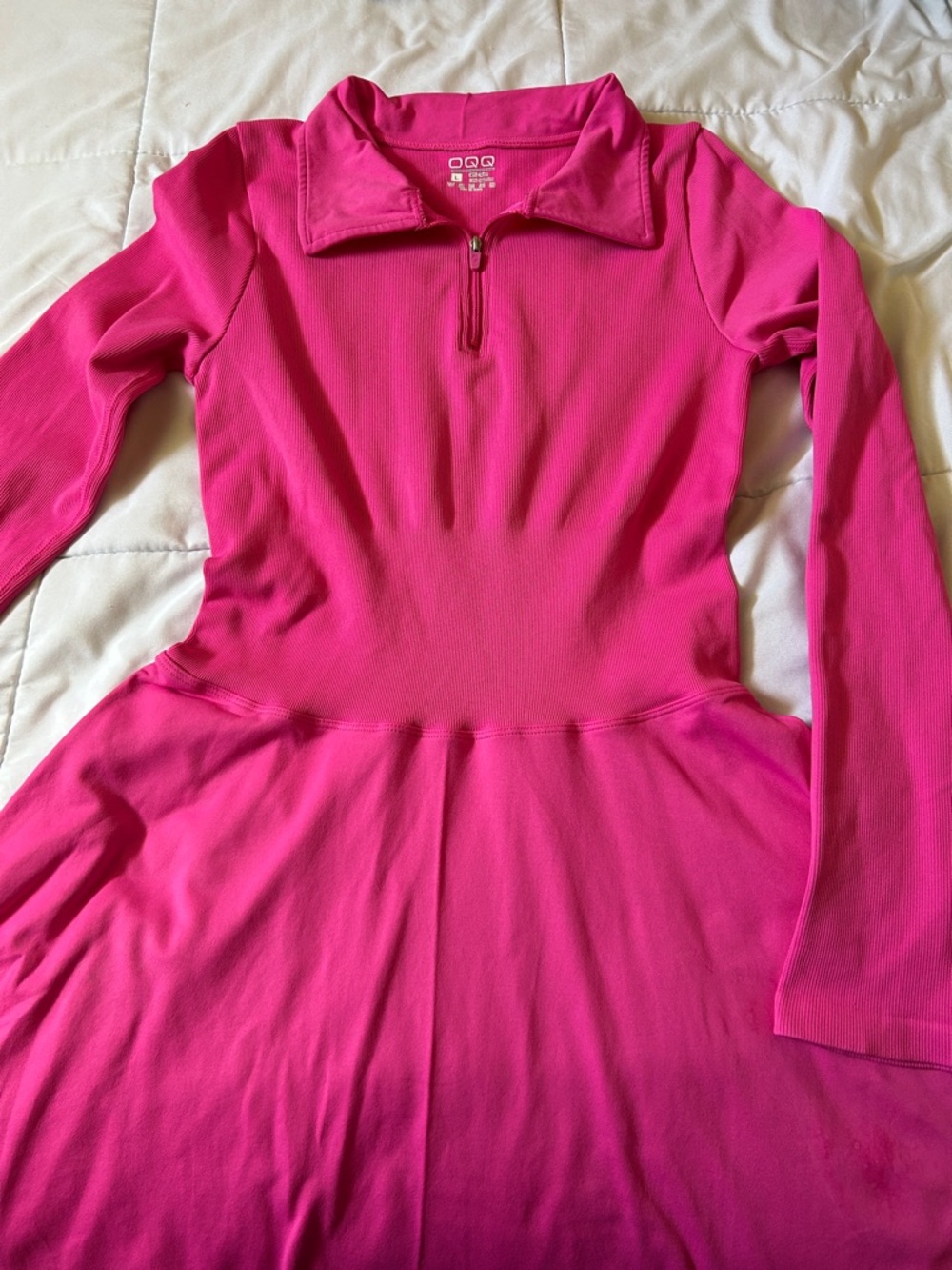 Hot pink cinched waist performance dress
